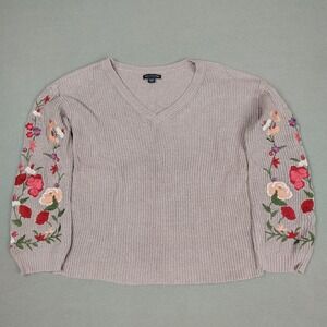 American Eagle Knit Sweater Women XS Floral Embroidery Oversized Cottagecore